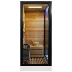 Kabino-sauna sucho-parowa z funkcją hydromasażu MO-1752 CZARNA 180x110x223cm LEWA