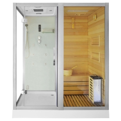 Kabino-sauna sucho-parowa z funkcją hydromasażu LAMEZIA BIAŁA 180x110x223cm PRAWA
